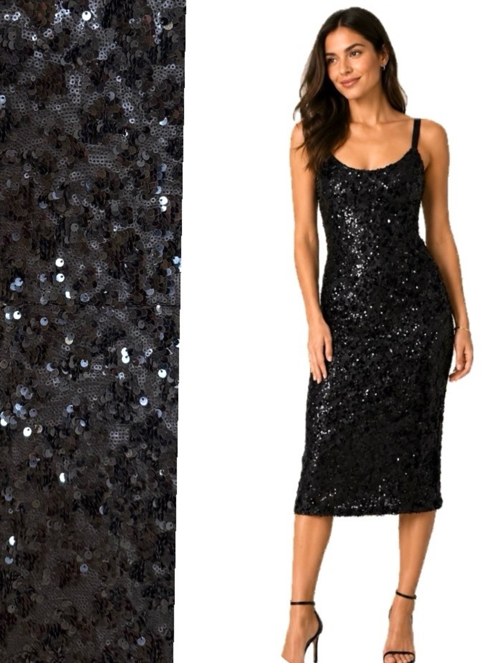 Dress the Population, Black Sequin Cheetah Lynda Sheath Dress,Size M EUC